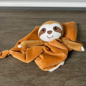 Pro Goleem Sloth Security Blanket Baby Lovey Plush Brown Satin Lined